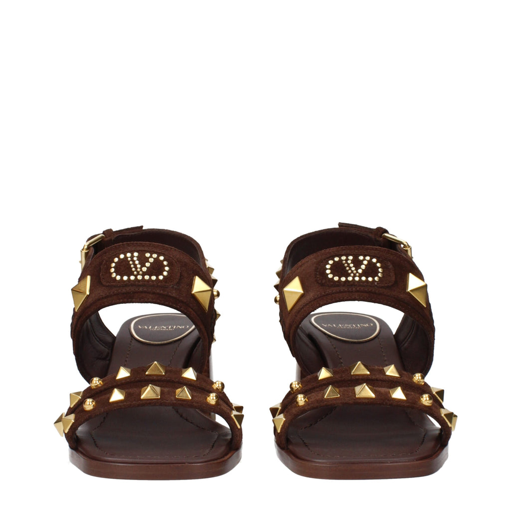 Valentino Garavani Braune Ledersandalen mit Riemen