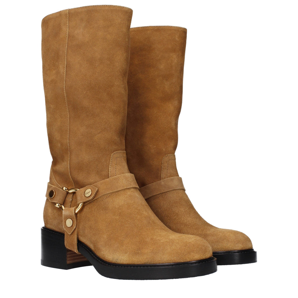 Chloé Braune Lederstiefeletten