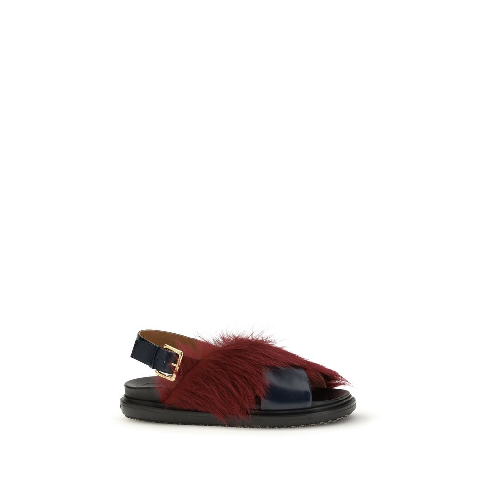 Marni Multicolor Kalb Bos Taurus Leder-Flache Sandalen