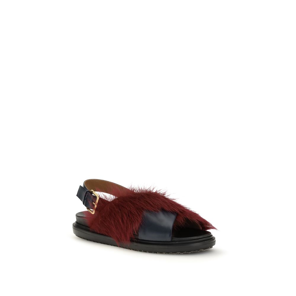 Marni Multicolor Kalb Bos Taurus Leder-Flache Sandalen