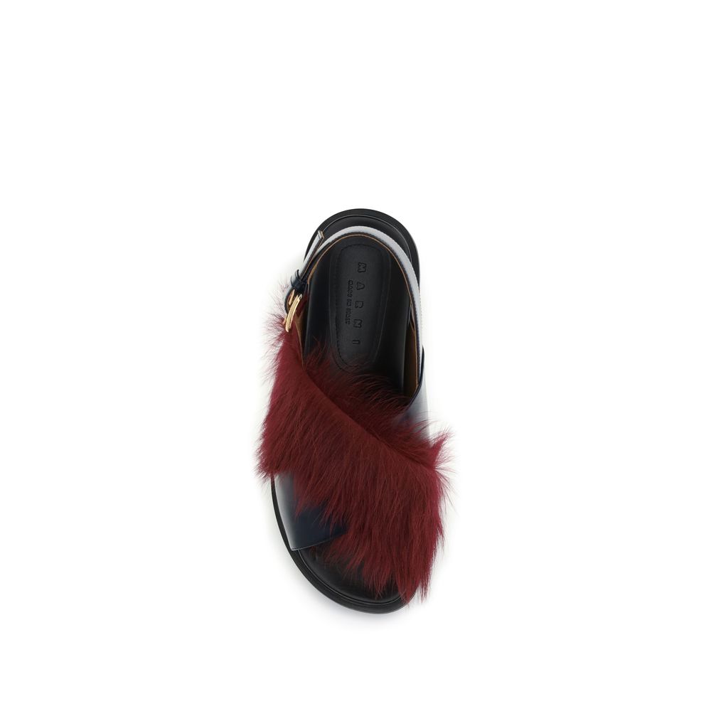 Marni Multicolor Kalb Bos Taurus Leder-Flache Sandalen