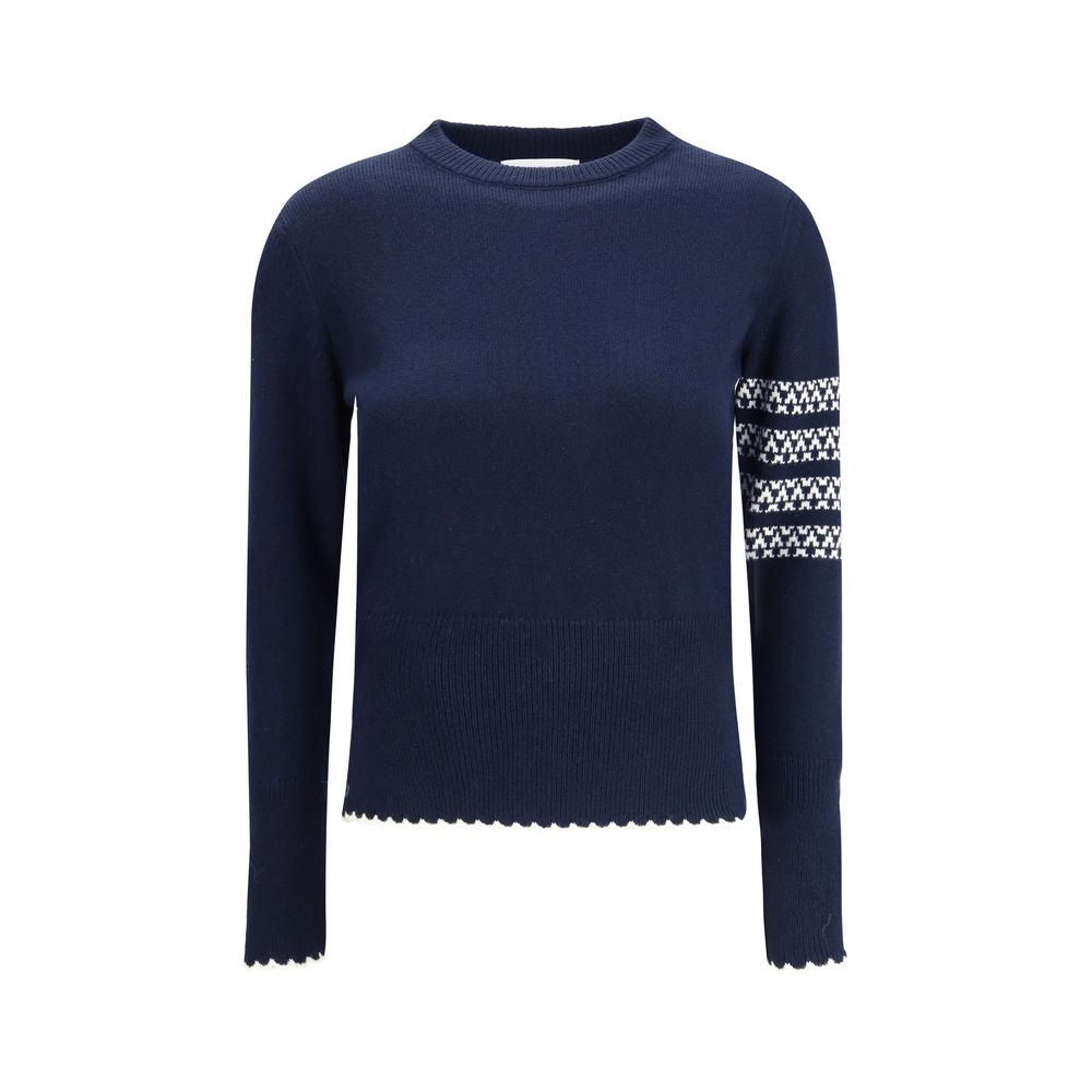 Thom Browne Blue Fleece Wool Jumper