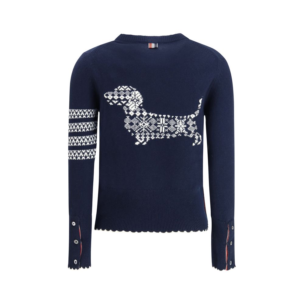 Thom Browne Blue Fleece Wool Jumper