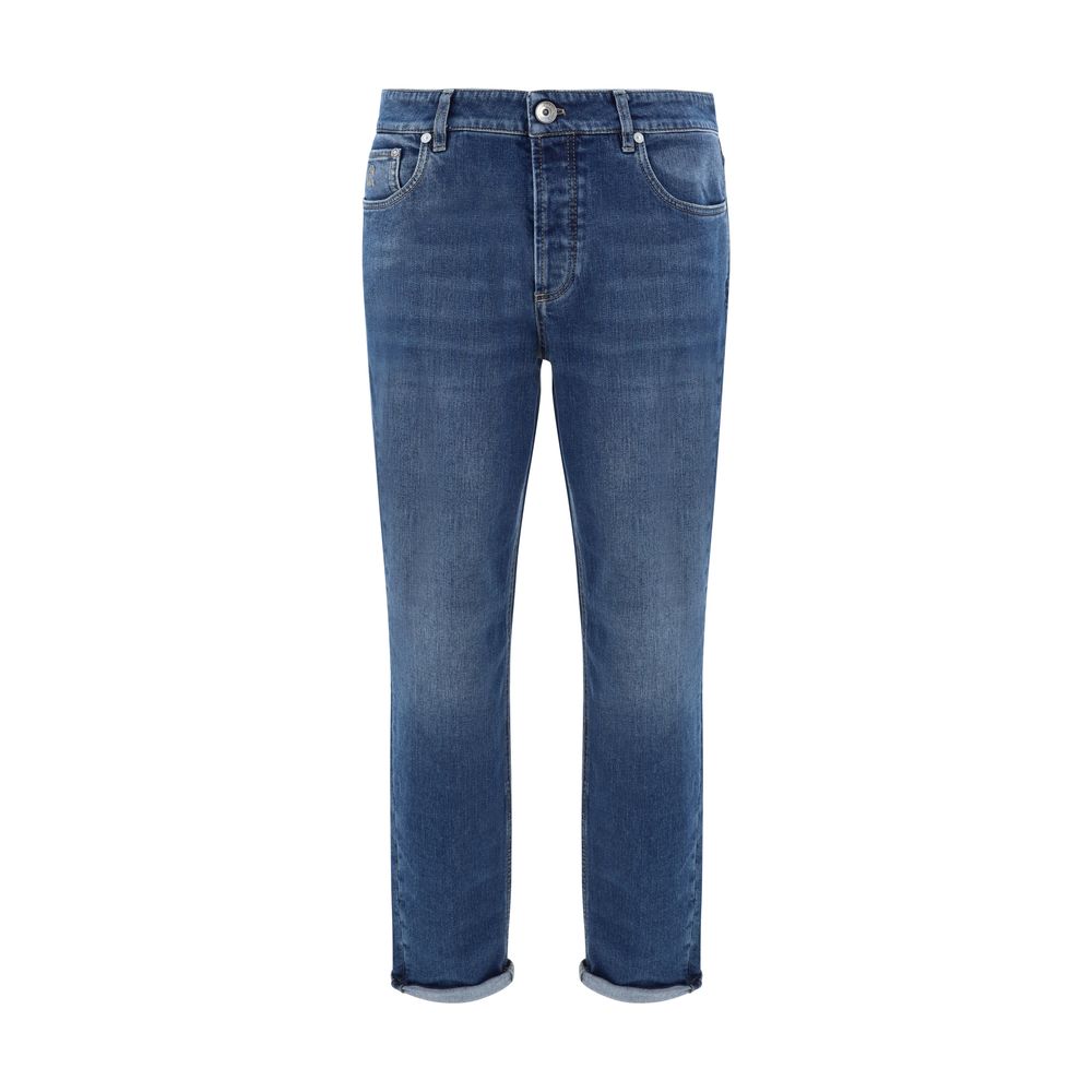Brunello Cucinelli Blaue Jeans aus Baumwolle im geraden Schnitt
