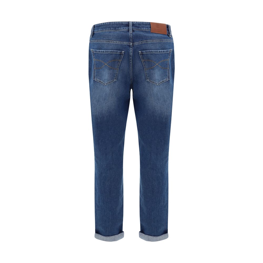 Brunello Cucinelli Blaue Jeans aus Baumwolle im geraden Schnitt