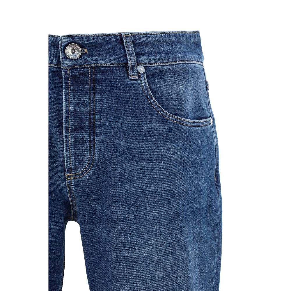 Brunello Cucinelli Blaue Jeans aus Baumwolle im geraden Schnitt