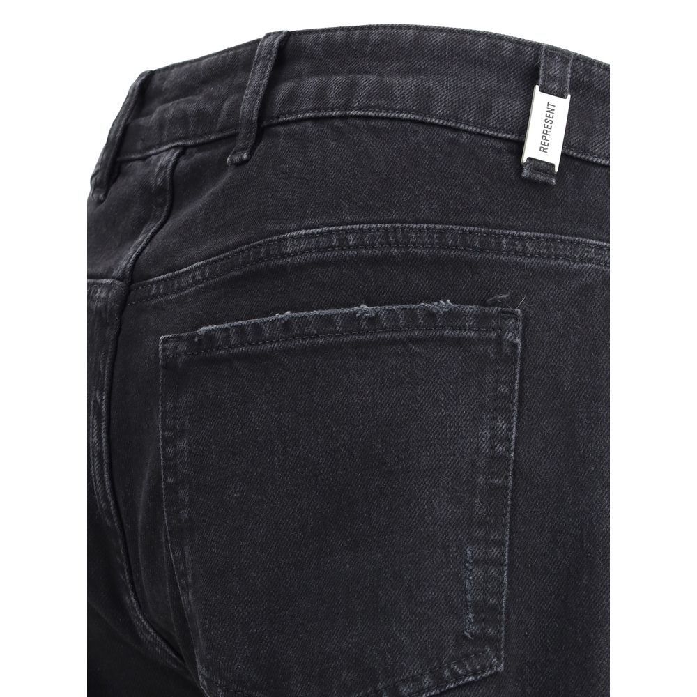 Represent Black Straight-Leg Cotton Jeans