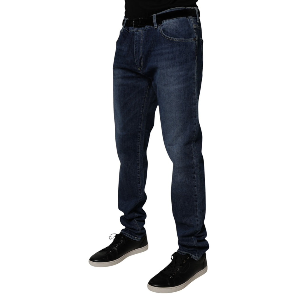 Dolce & Gabbana Washed cotton stretch skinny jeans in blue