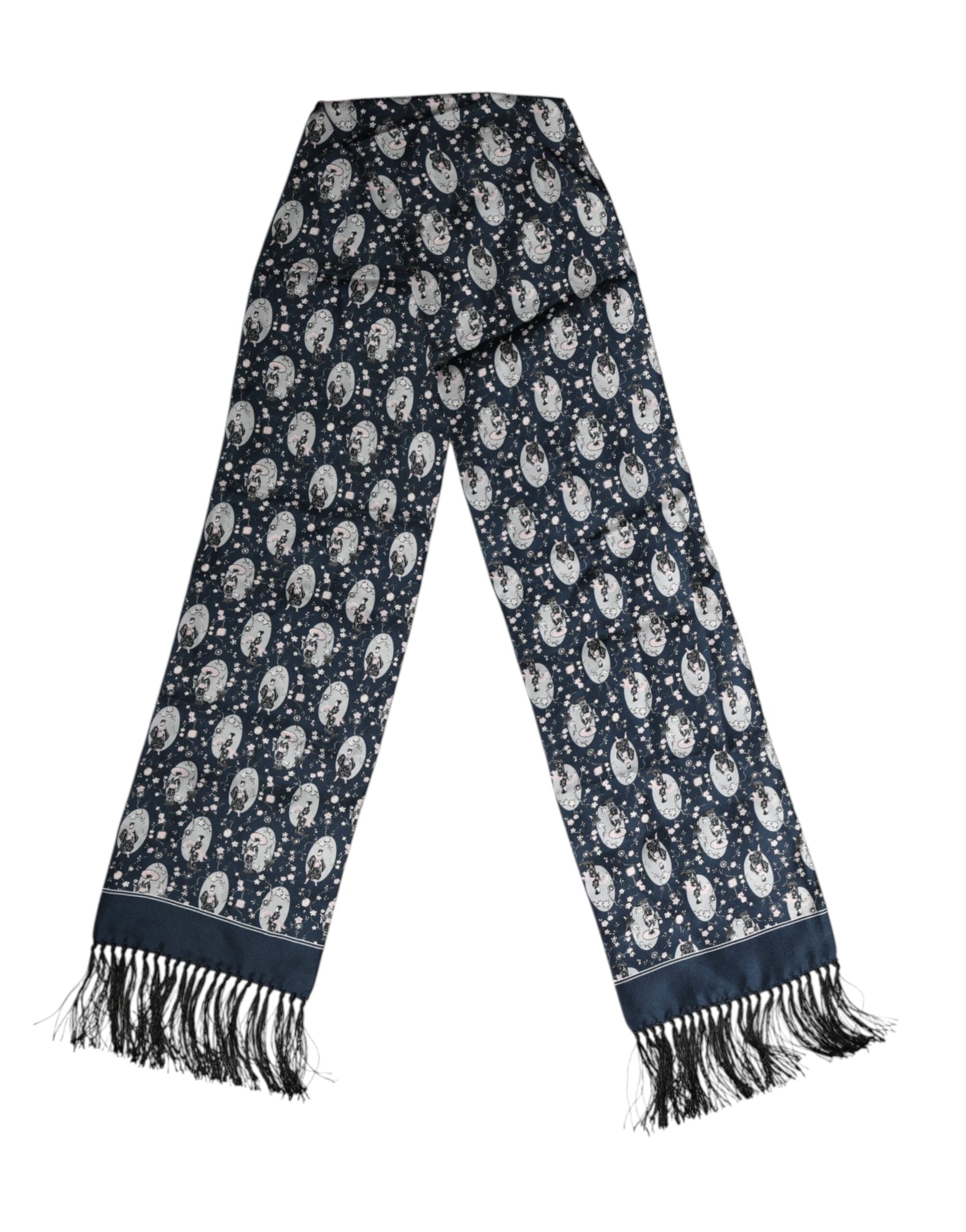 Dolce & Gabbana Marineblauer Seidenhalstuch-Schal für Herren