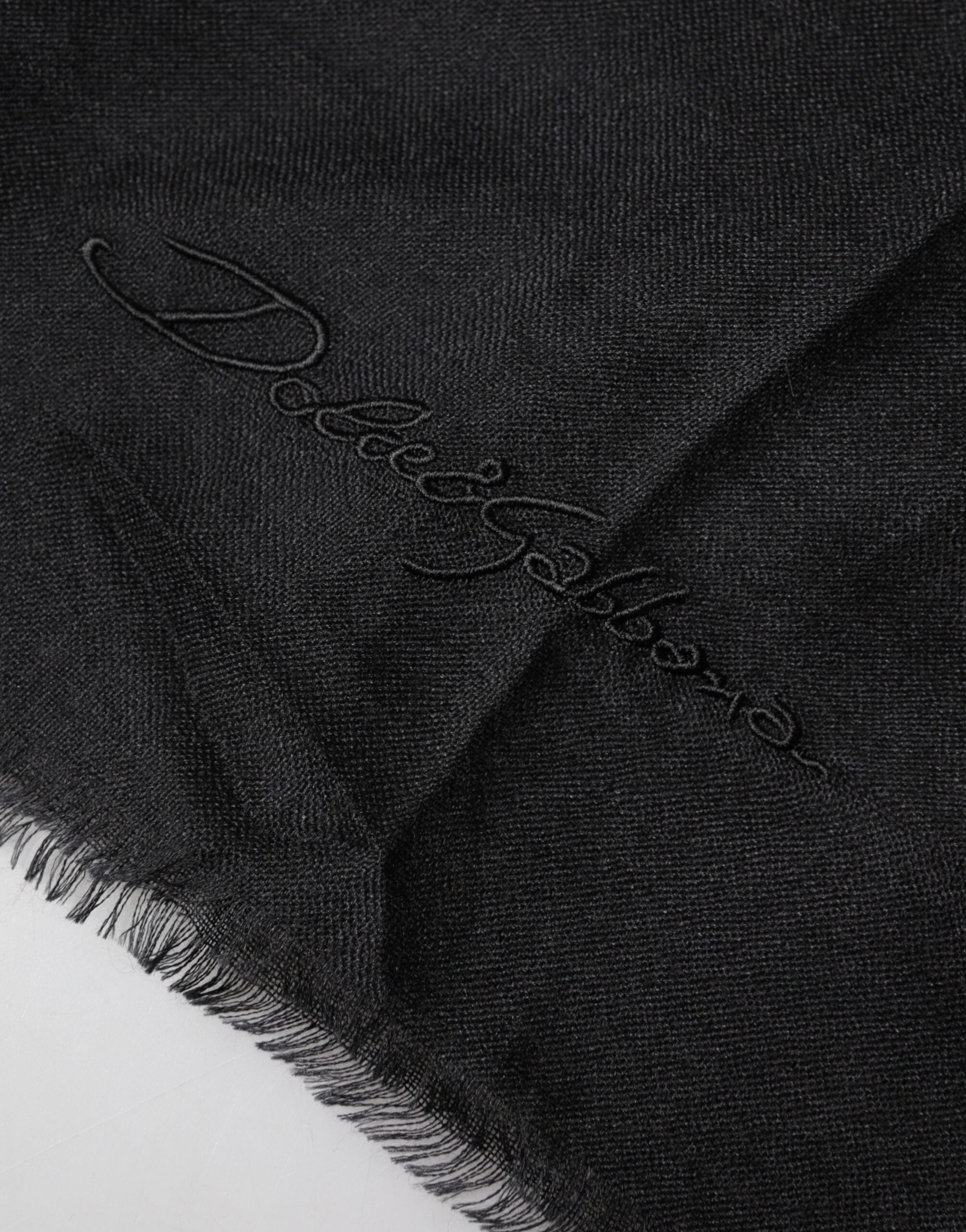 Dolce & Gabbana Black Cashmere Knit Wrap Scarf