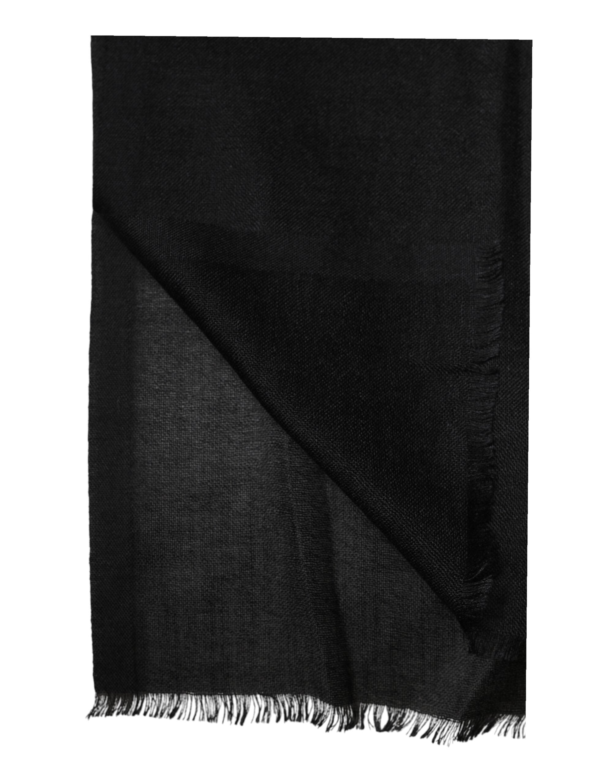 Dolce & Gabbana Black Cashmere Knit Wrap Scarf