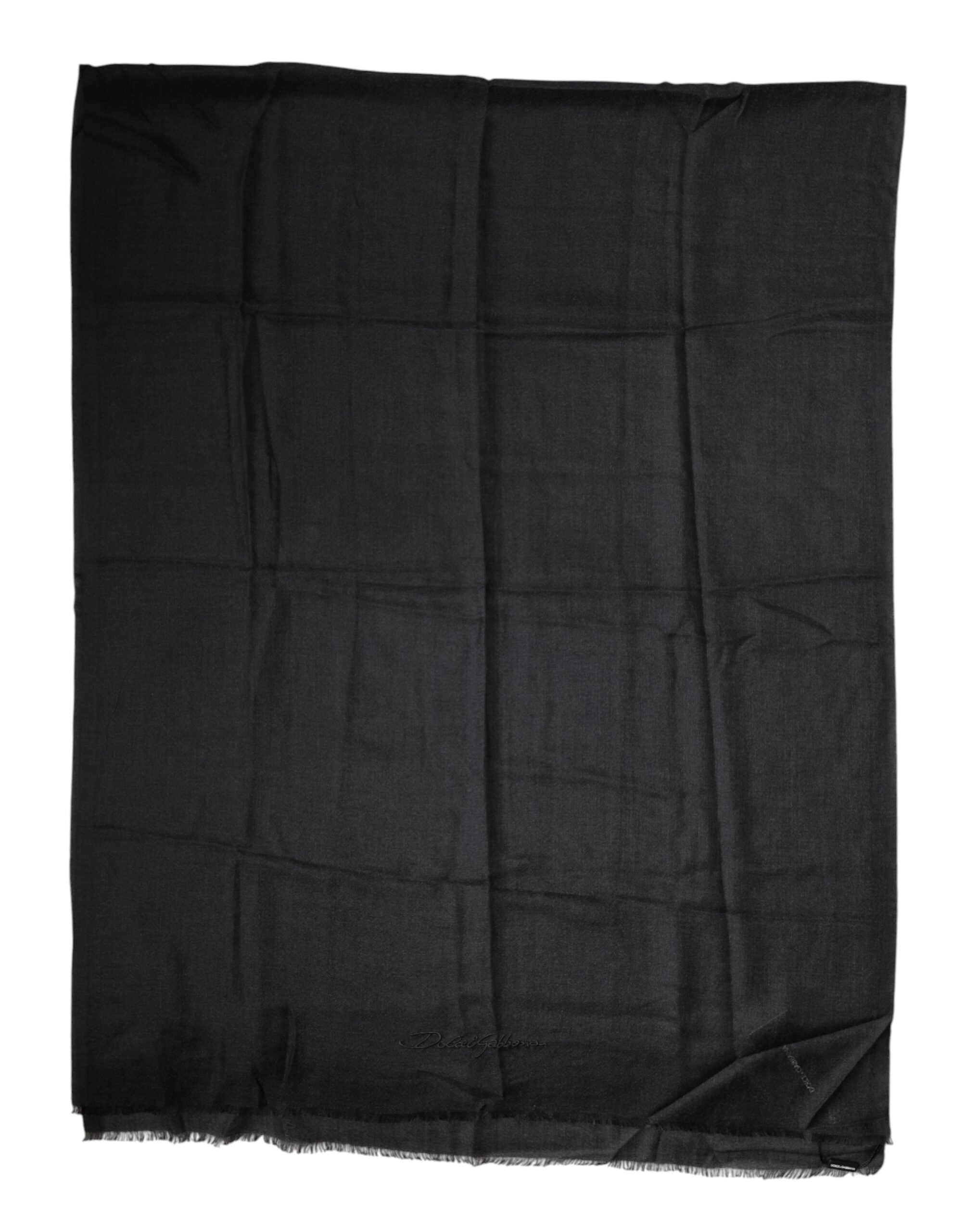 Dolce & Gabbana Black Cashmere Knit Wrap Scarf