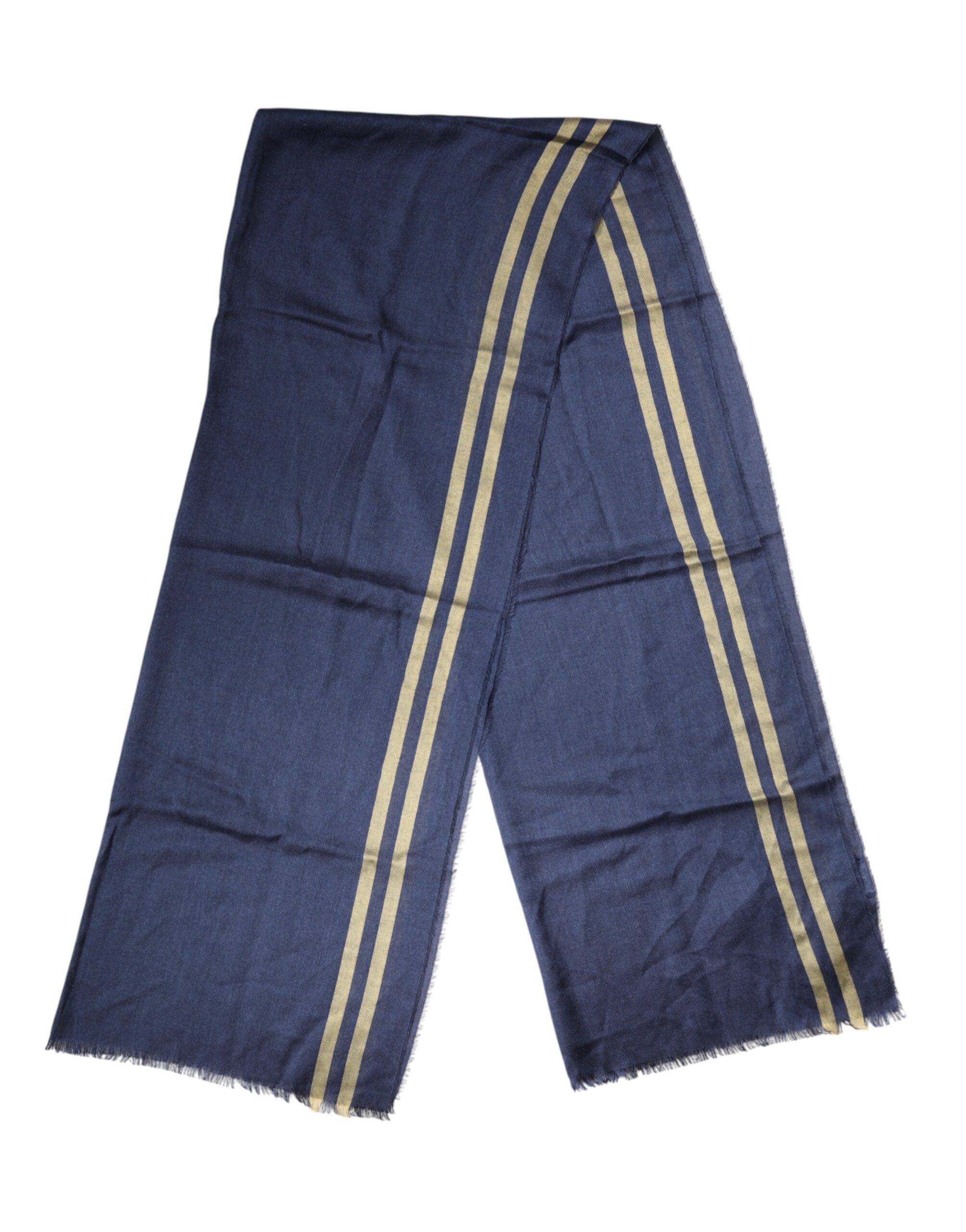 Dolce & Gabbana Blue Cashmere Neck Wrap Scarf with Fringes