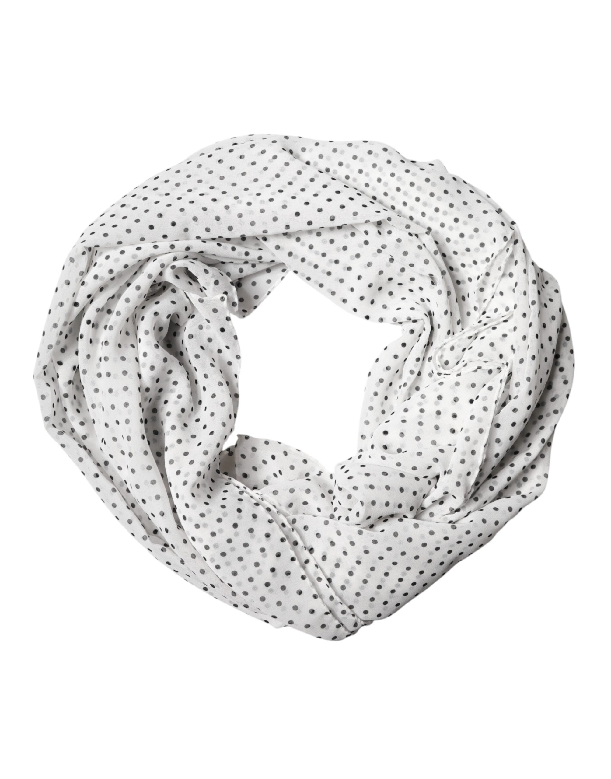 Dolce & Gabbana White Polyester Polka Dot Scarf