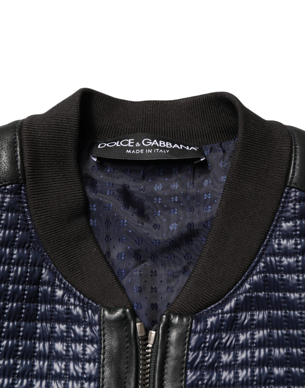 Dolce & Gabbana Blaue Nylon Bomberjacke mit durchgehendem Reißverschluss für Herren