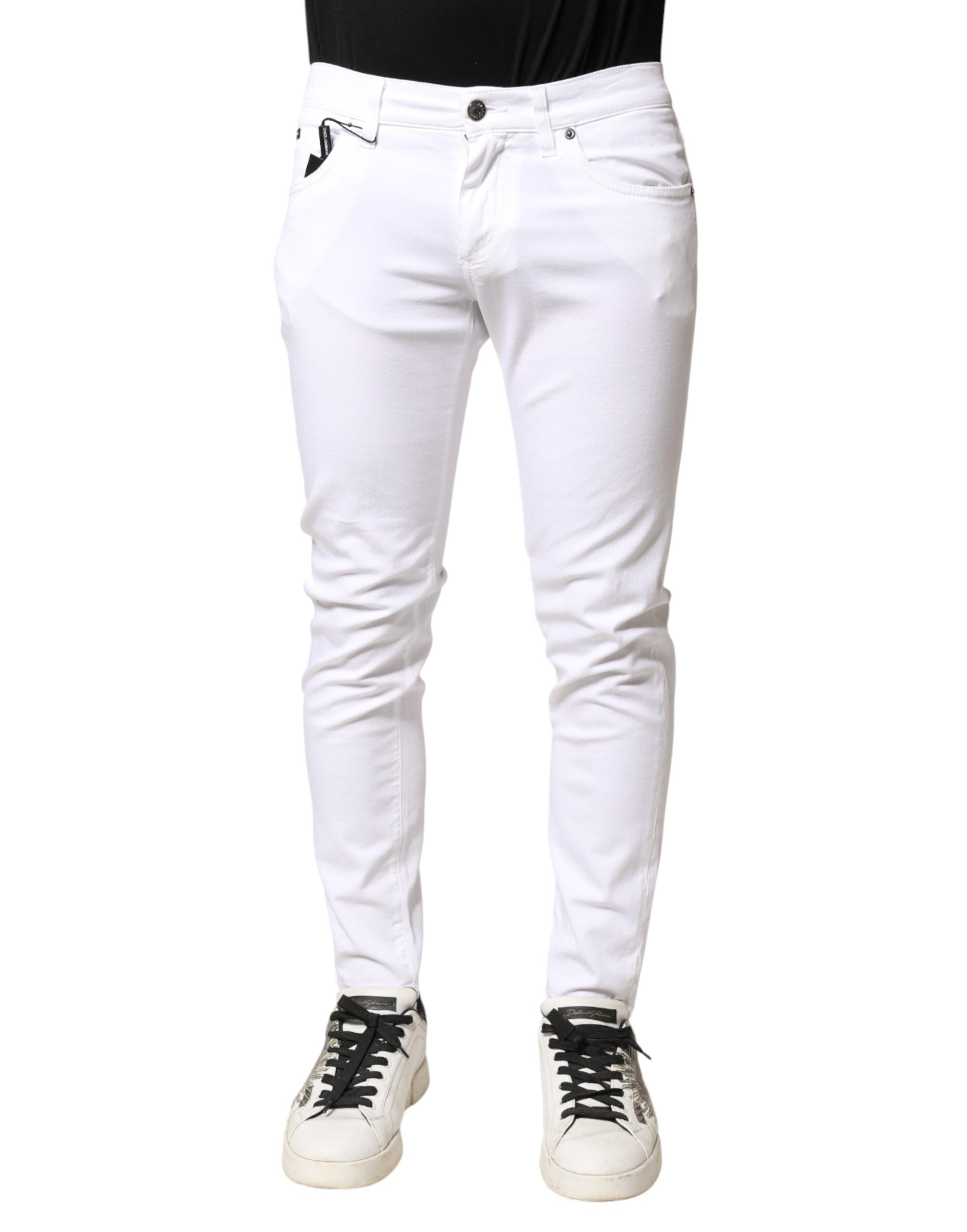 Dolce & Gabbana Weiße Skinny Jeans aus Baumwoll-Stretch für Herren