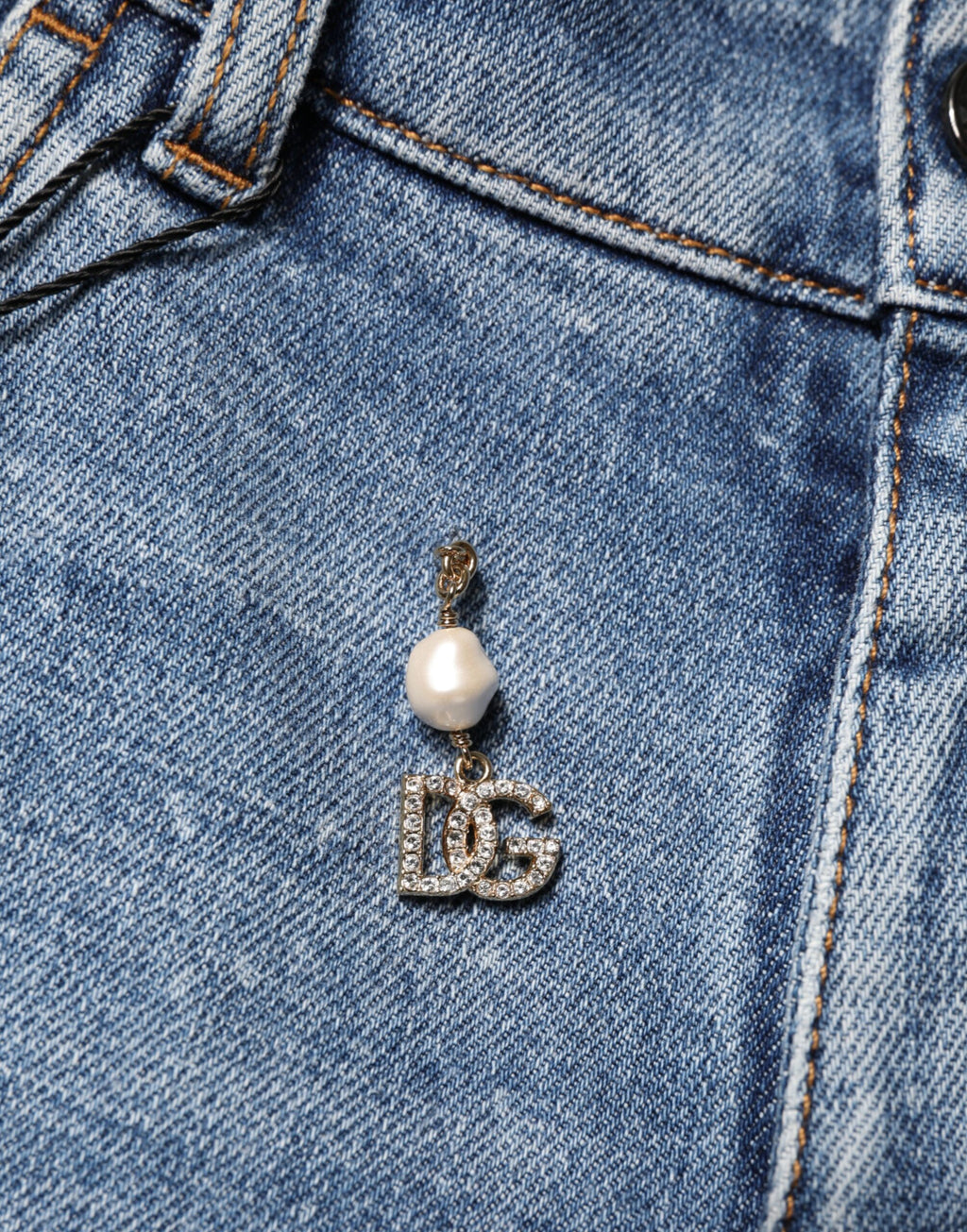 Dolce & Gabbana Blaue Skinny-Jeans aus Baumwolle mit Verzierungen