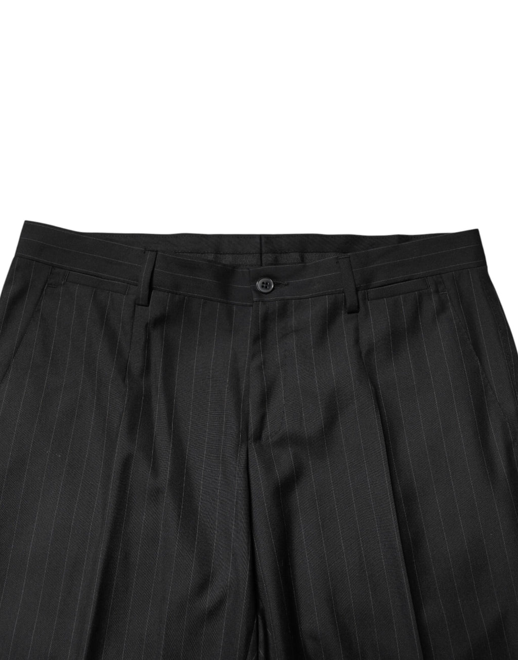 Dolce & Gabbana Schwarze Herren-Anzughose aus Wolle mit Streifen