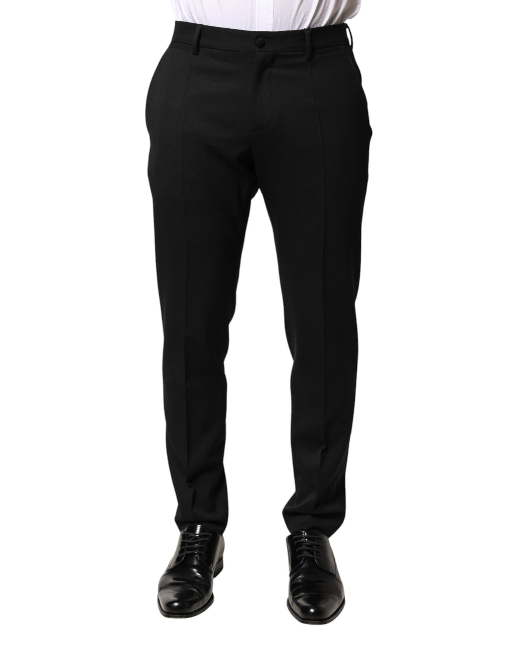 Dolce & Gabbana Schwarze Wollhose für Herren mit mittlerem Bund