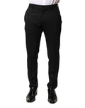 Dolce & Gabbana Schwarze Wollhose für Herren mit mittlerem Bund