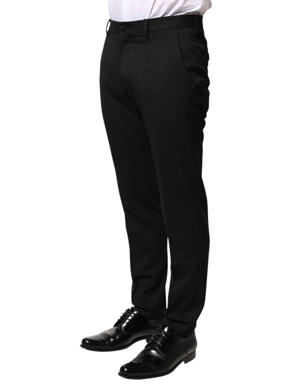 Dolce & Gabbana Schwarze Wollhose für Herren mit mittlerem Bund
