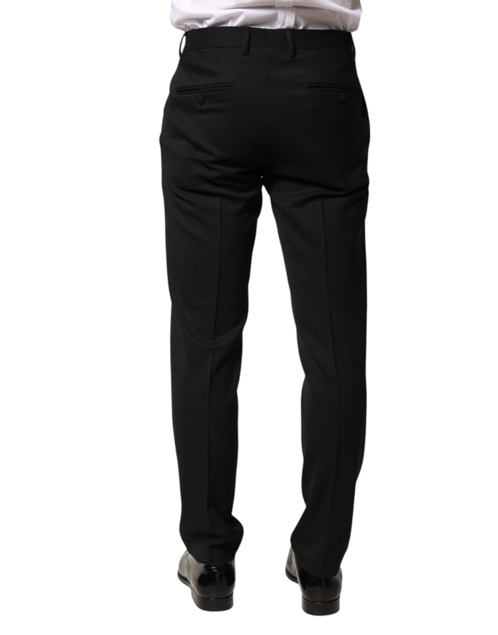 Dolce & Gabbana Schwarze Wollhose für Herren mit mittlerem Bund