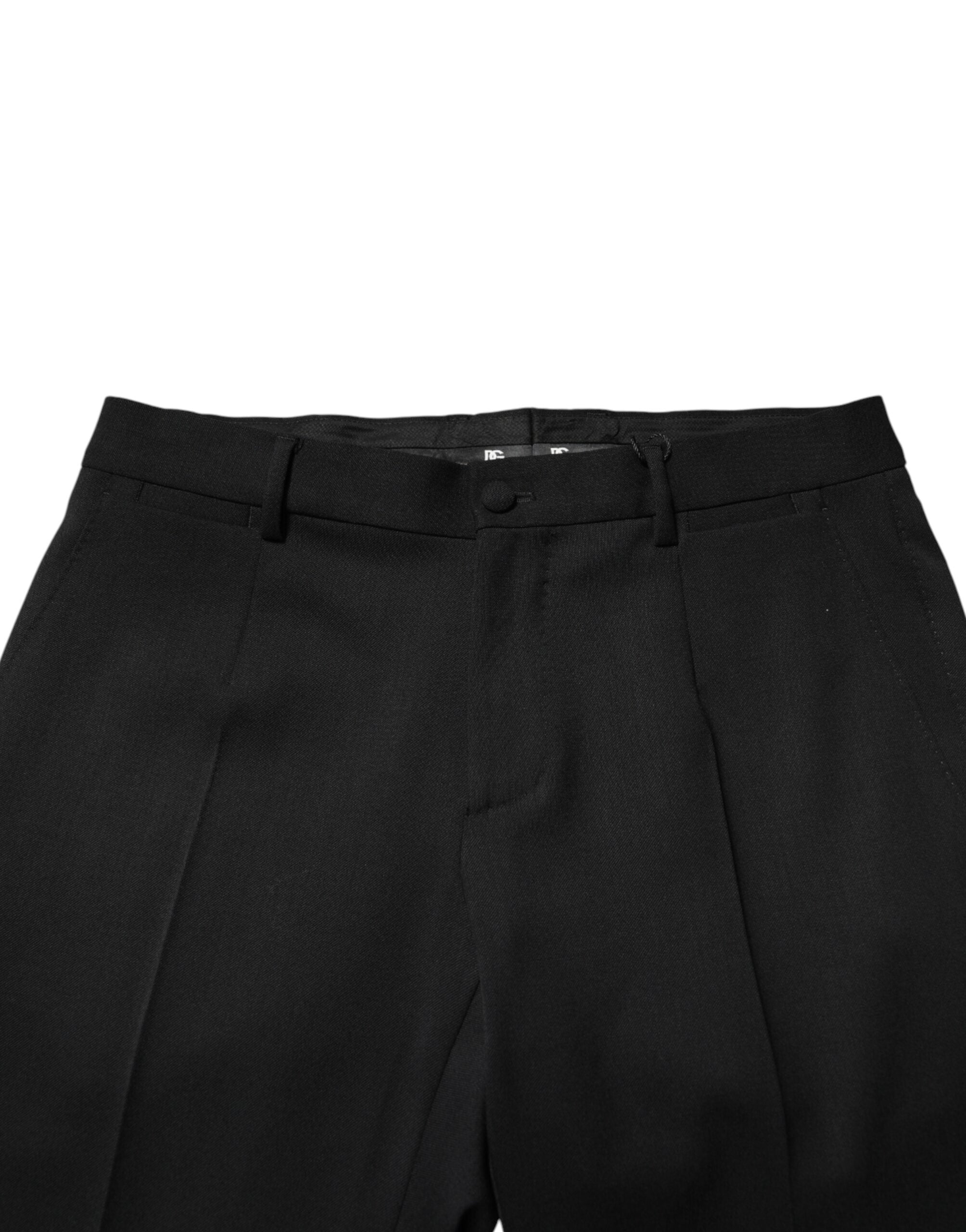 Dolce & Gabbana Schwarze Wollhose für Herren mit mittlerem Bund