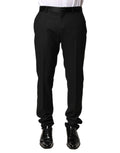 Dolce & Gabbana Men's Black Mid-Rise Wool Trousers
