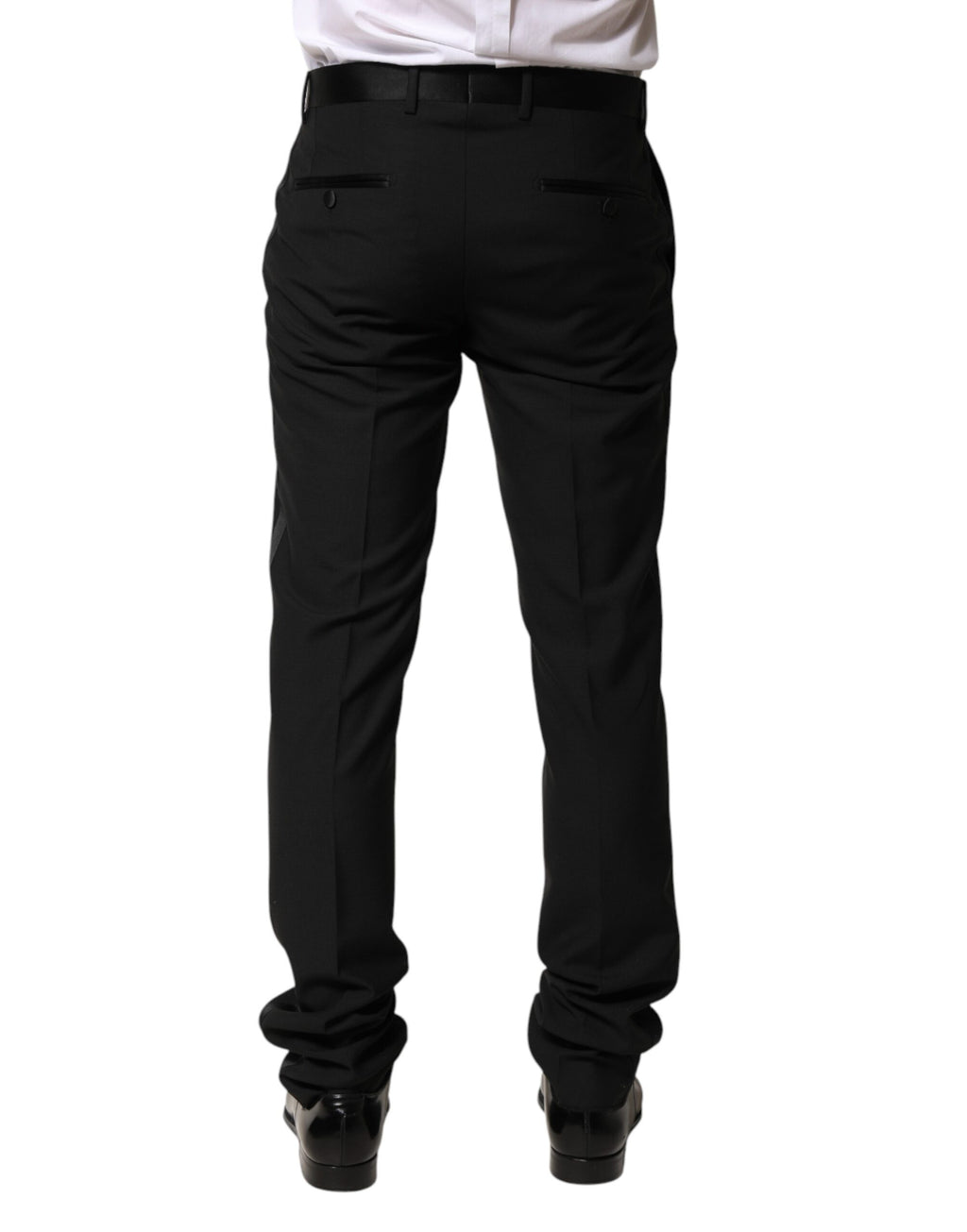Dolce & Gabbana Men's Black Mid-Rise Wool Trousers