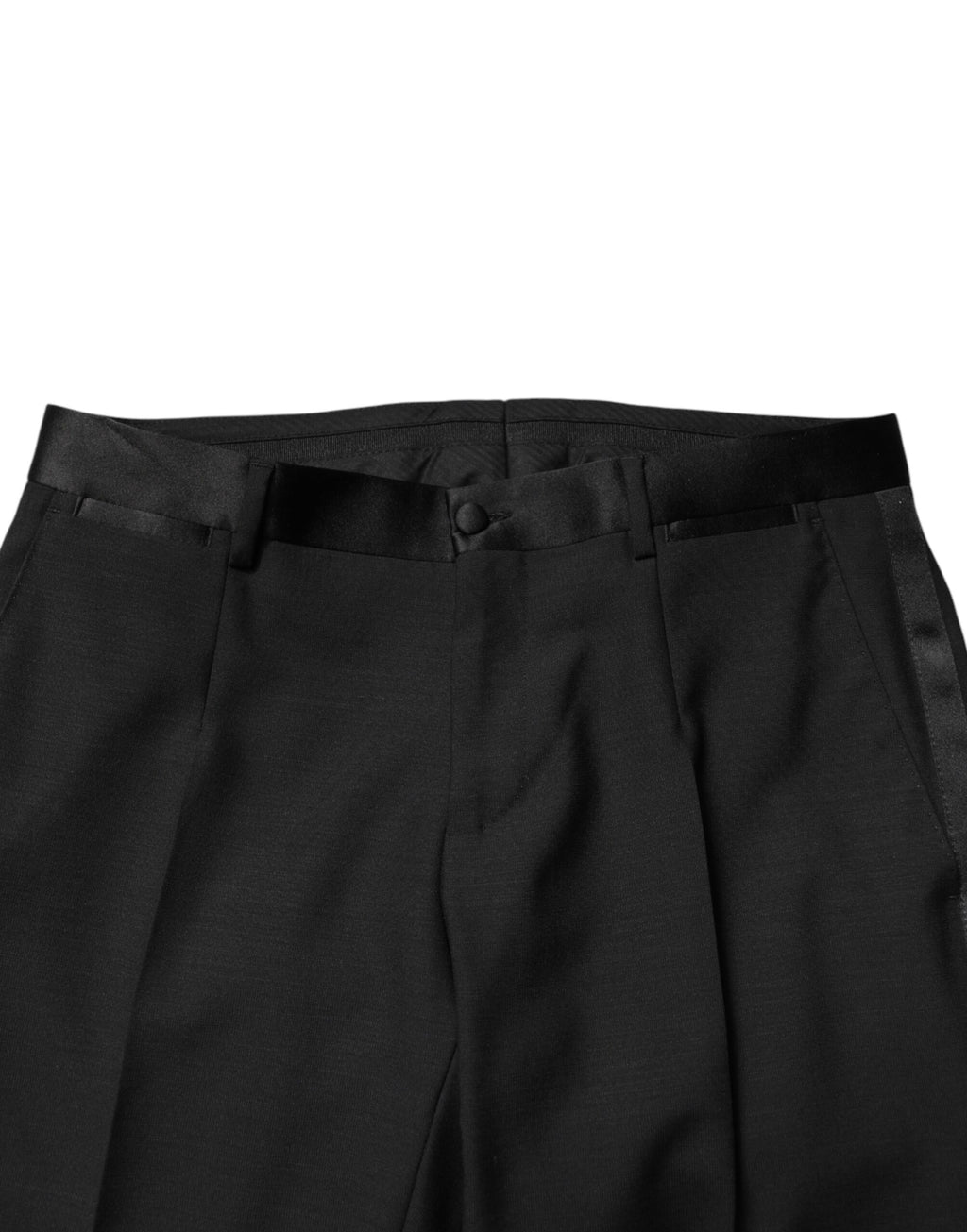 Dolce & Gabbana Men's Black Mid-Rise Wool Trousers