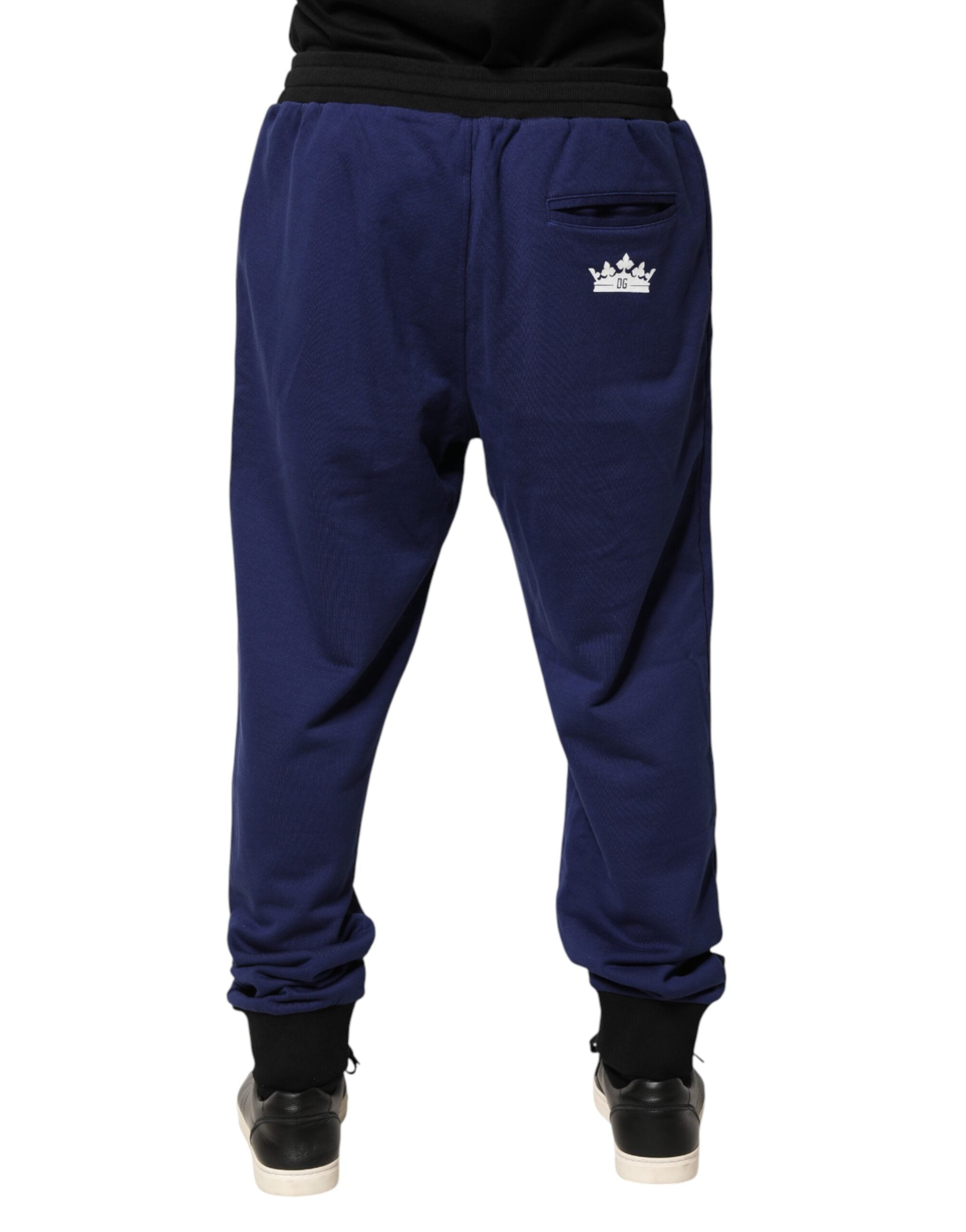 Dolce & Gabbana Blue Mid-Waist Cotton Joggers