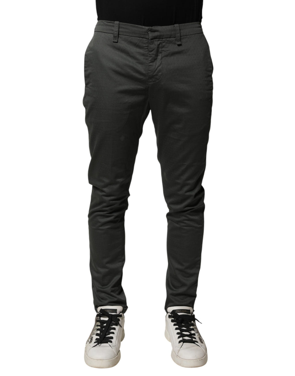 Dondup Dunkelgraue Baumwoll Chino-Hose für Herren, Mid Waist, Skinny Fit