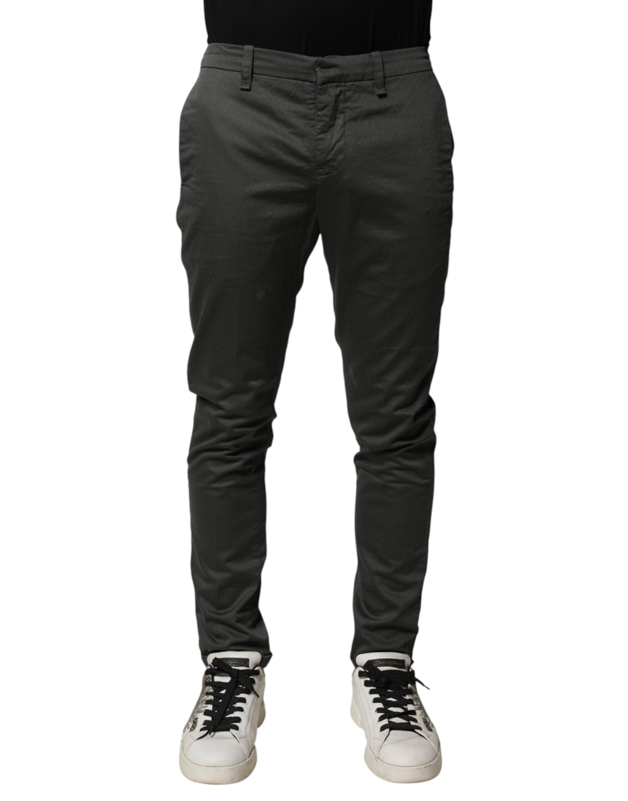 Dondup Dunkelgraue Baumwoll Chino-Hose für Herren, Mid Waist, Skinny Fit