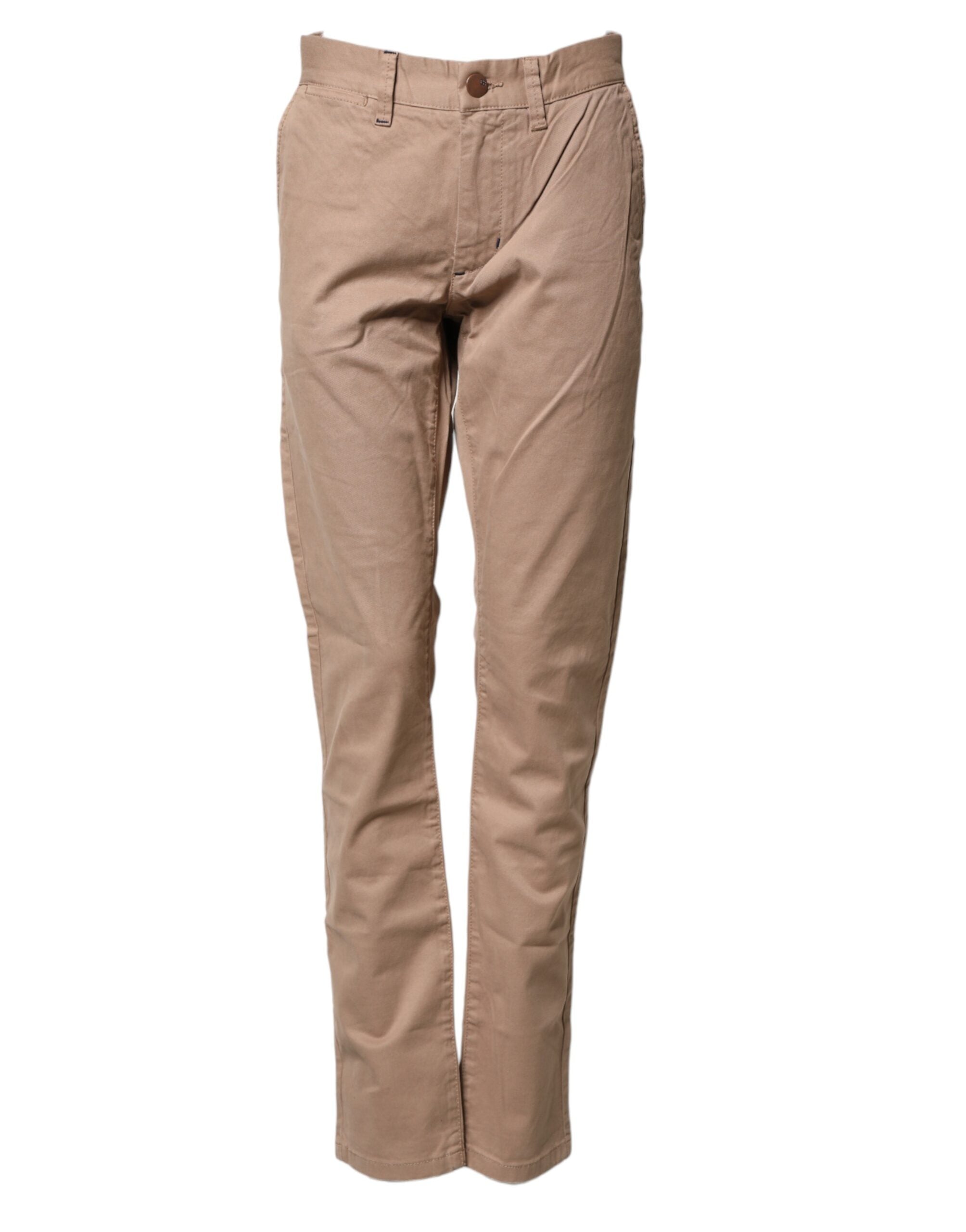 Sun68 Men's Beige Cotton Chino Trousers with Mid-Rise and Straight Leg
