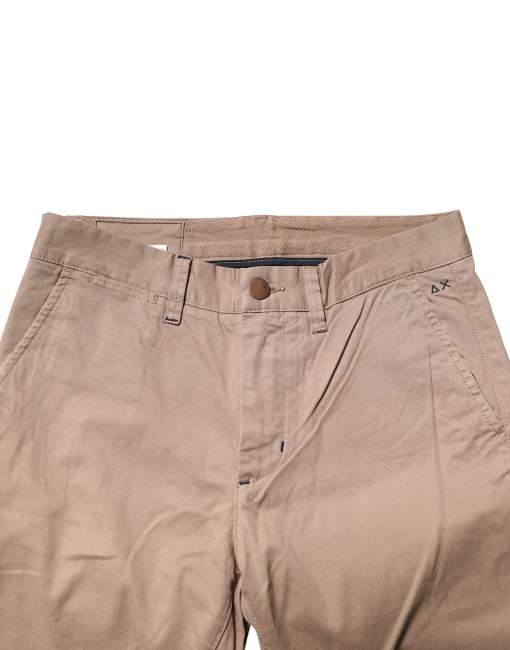 Sun68 Men's Beige Cotton Chino Trousers with Mid-Rise and Straight Leg