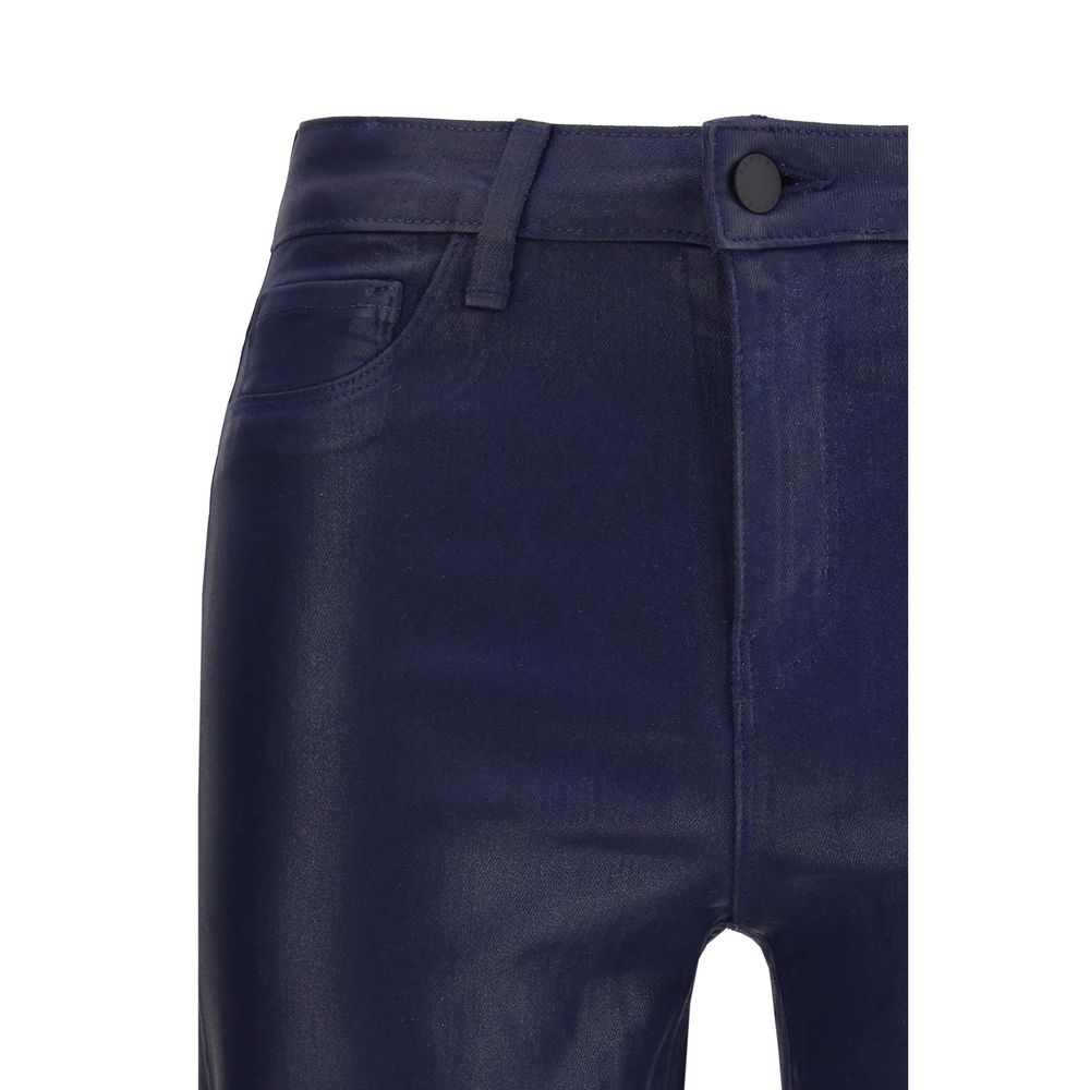 L'Agence Blue High-Waist Cotton Jeans