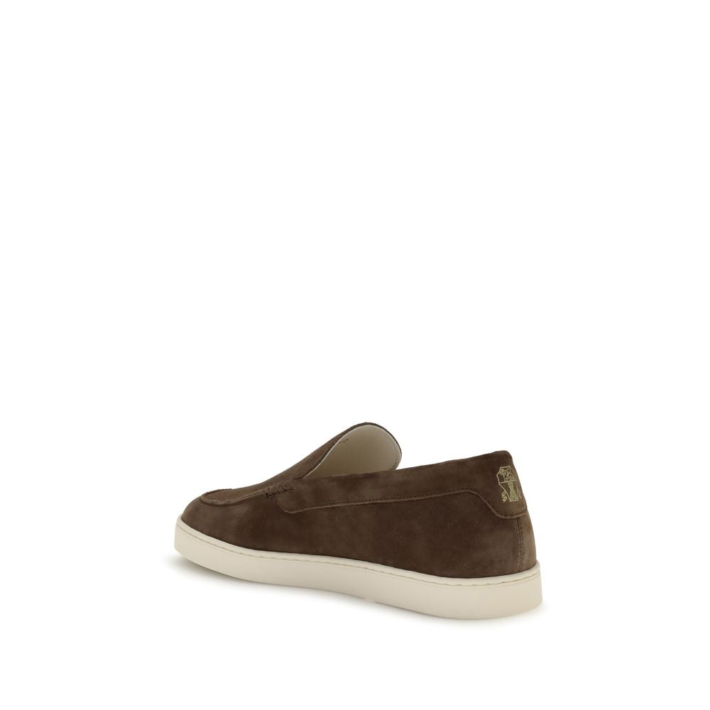 Brunello Cucinelli Brown Calfskin Bos Taurus Slipper Loafers