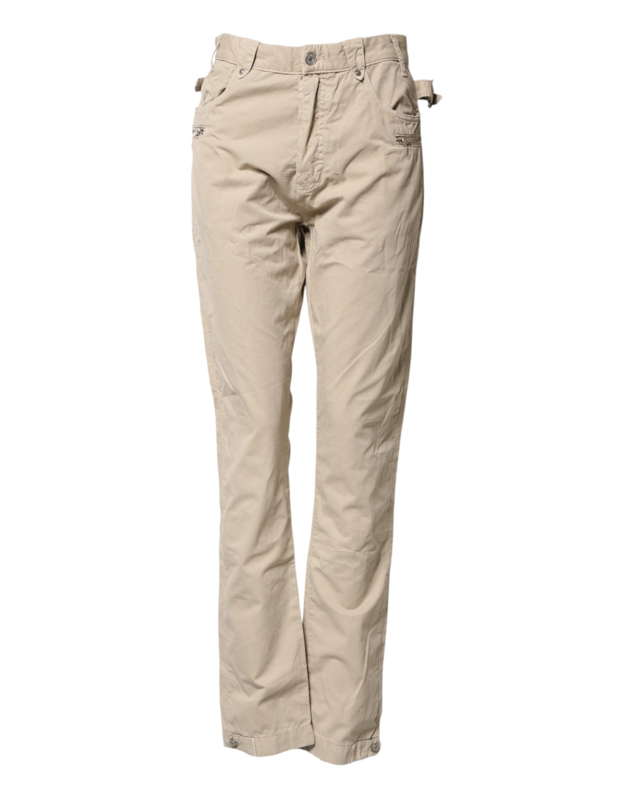 Daniele Alessandrini Beige Baumwoll-Jeans für Herren mit geradem Bein und mittlerer Leibhöhe