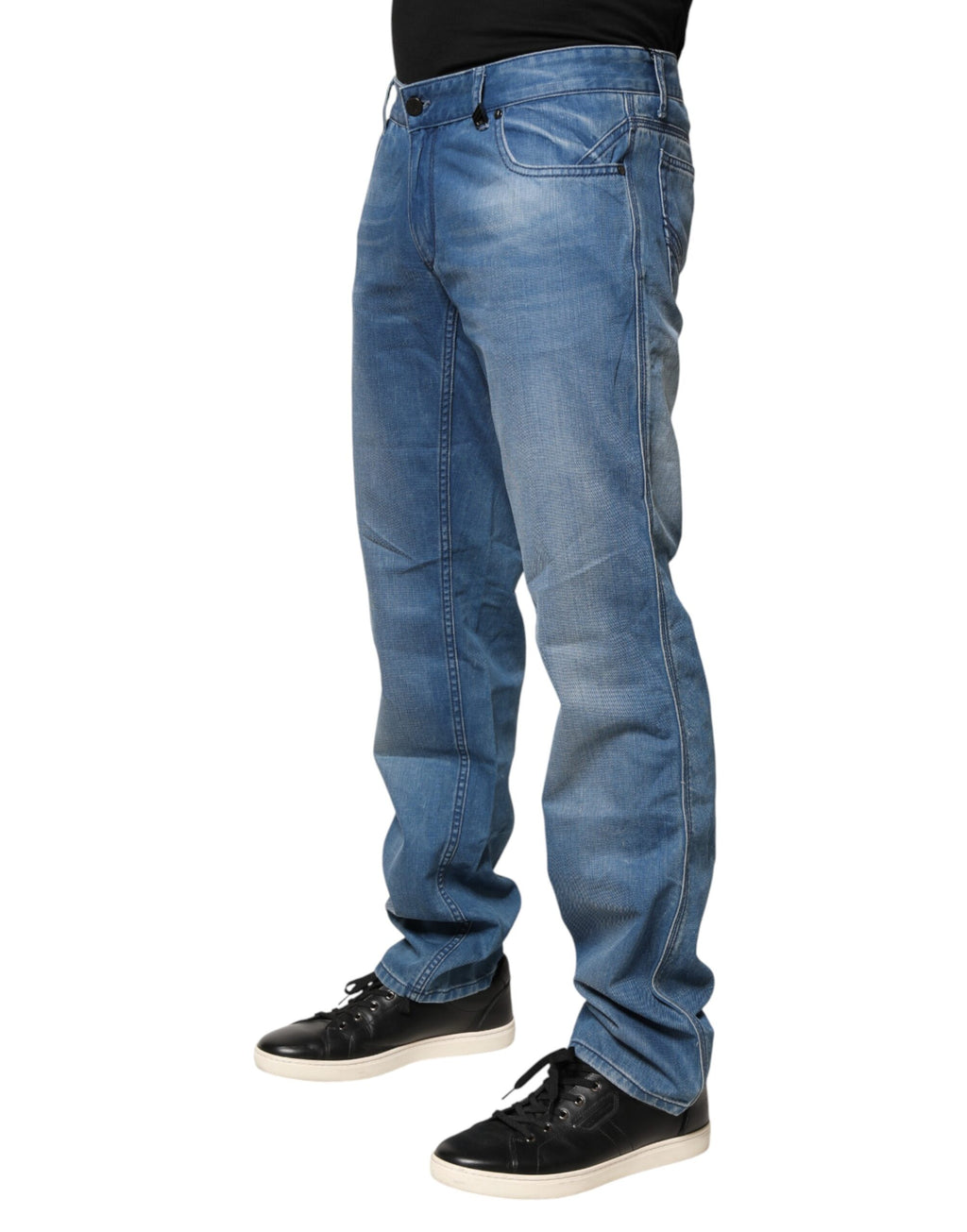 Verri Men's Blue Washed Cotton Slim-Fit Jeans