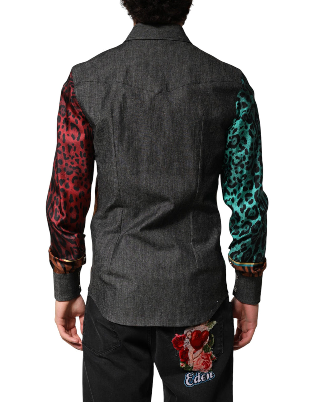 Dolce & Gabbana Men's Multicolor Silk Shirt with Tiger and Leopard Print