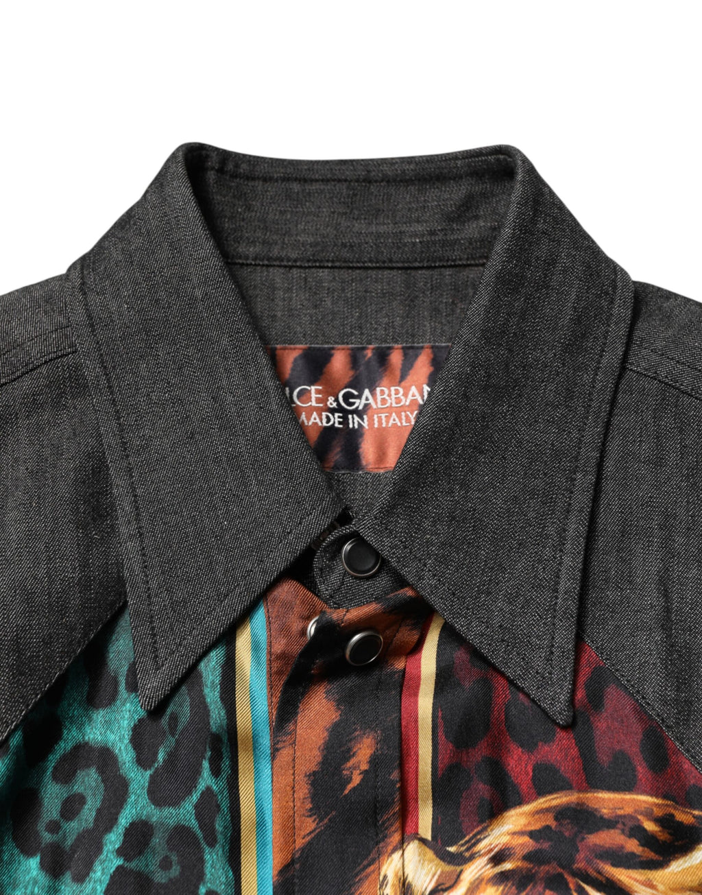 Dolce & Gabbana Men's Multicolor Silk Shirt with Tiger and Leopard Print