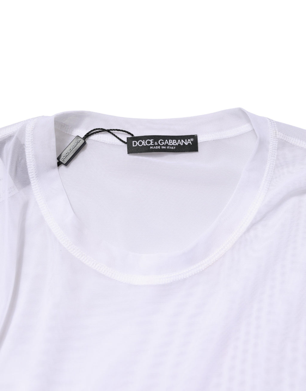 Dolce & Gabbana White Long-Sleeved Nylon Crewneck T-Shirt