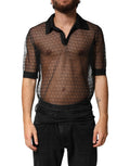 Dolce & Gabbana Schwarzes transparentes Poloshirt mit kurzen Ärmeln