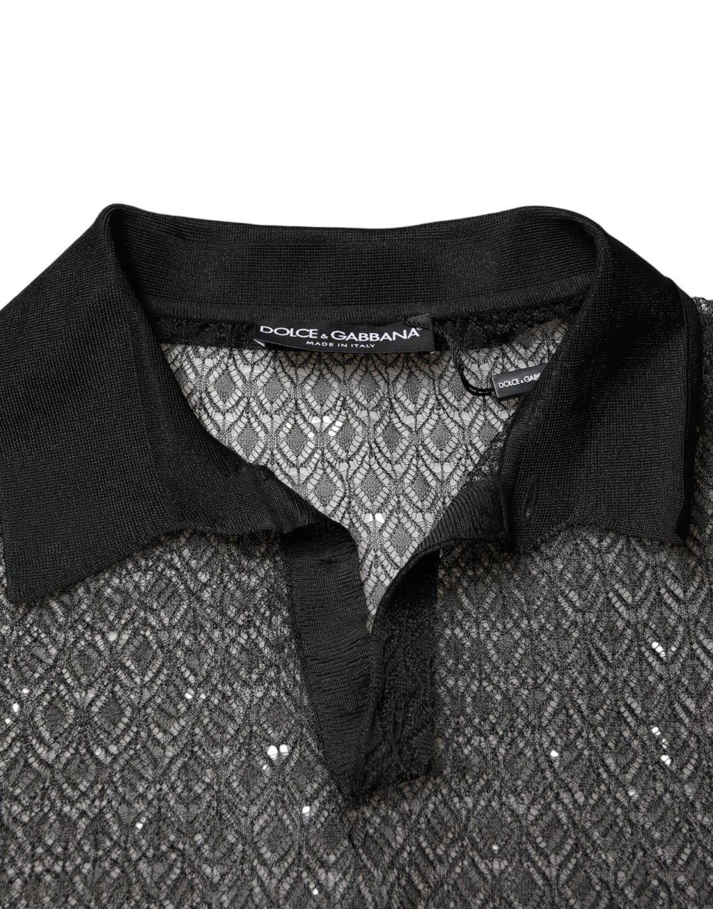 Dolce & Gabbana Schwarzes transparentes Poloshirt mit kurzen Ärmeln