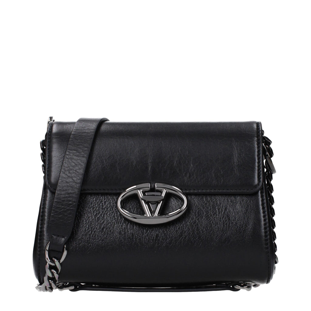 Valentino Garavani Schwarze Leder Umhängetasche