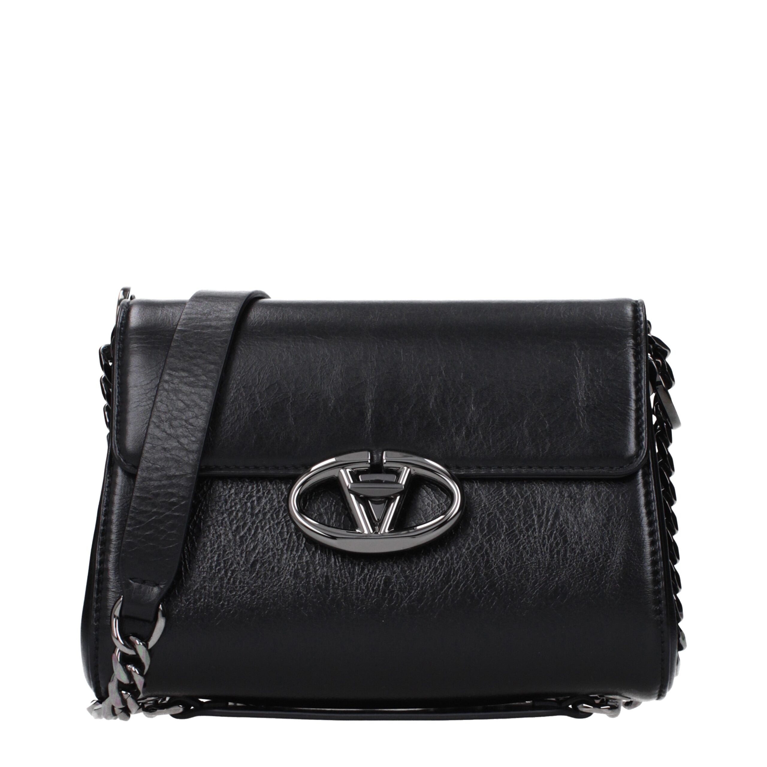 Valentino Garavani Schwarze Leder Umhängetasche