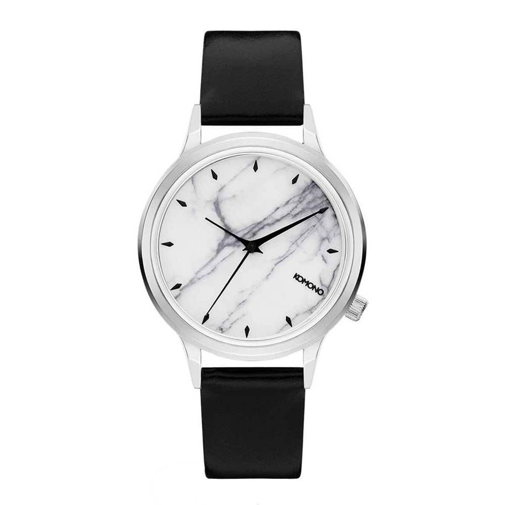 Komono Schwarze Lederkleid-Uhr