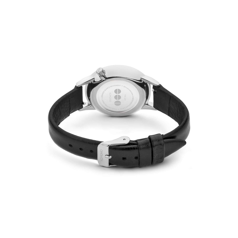 Komono Schwarze Lederkleid-Uhr