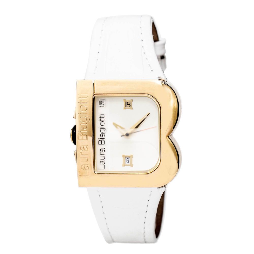 Laura Biagiotti Weiße Lederkleid-Uhr