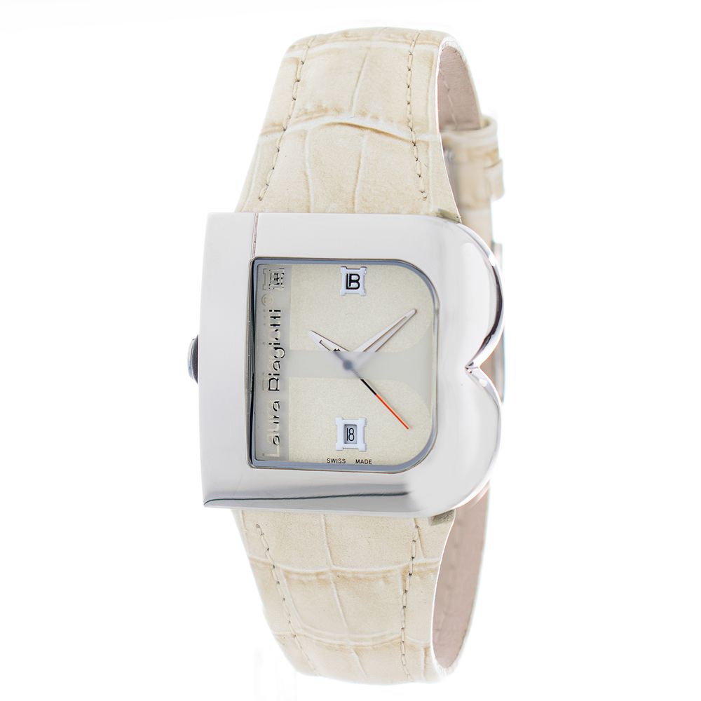 Laura Biagiotti Beige Lederkleid-Uhr